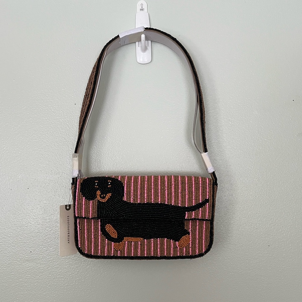 Fiona Striped Beaded Dachshund Shoulder Bag - Picture 9 of 9